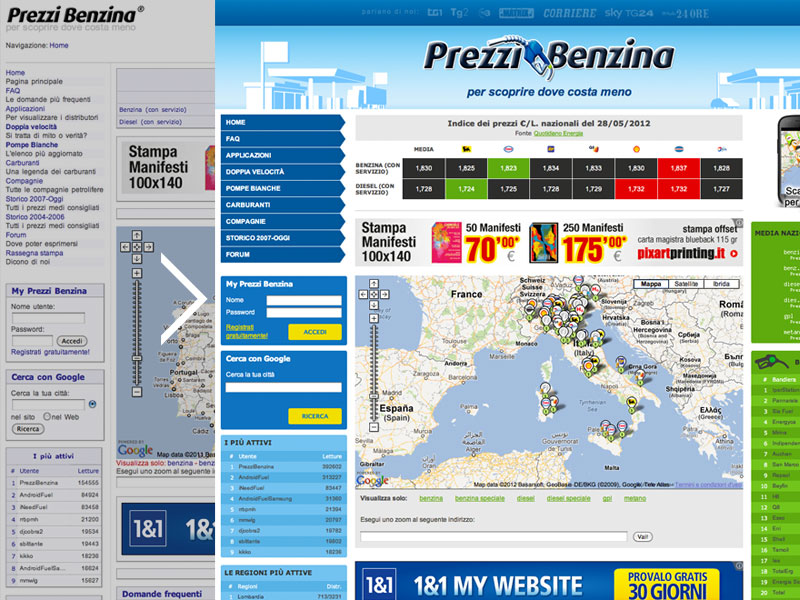 Restyling del portale Prezzi Benzina