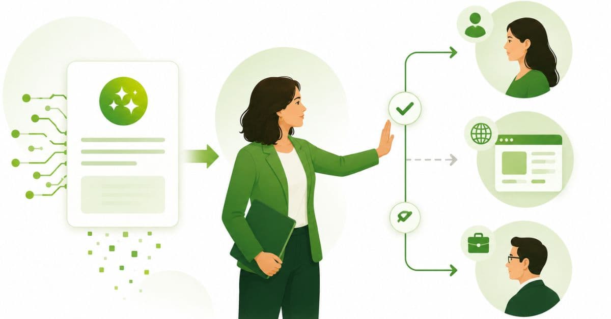 Una professionista approva un documento prodotto dall'IA prima che venga inviato a un cliente, pubblicato online o condiviso con un collega.